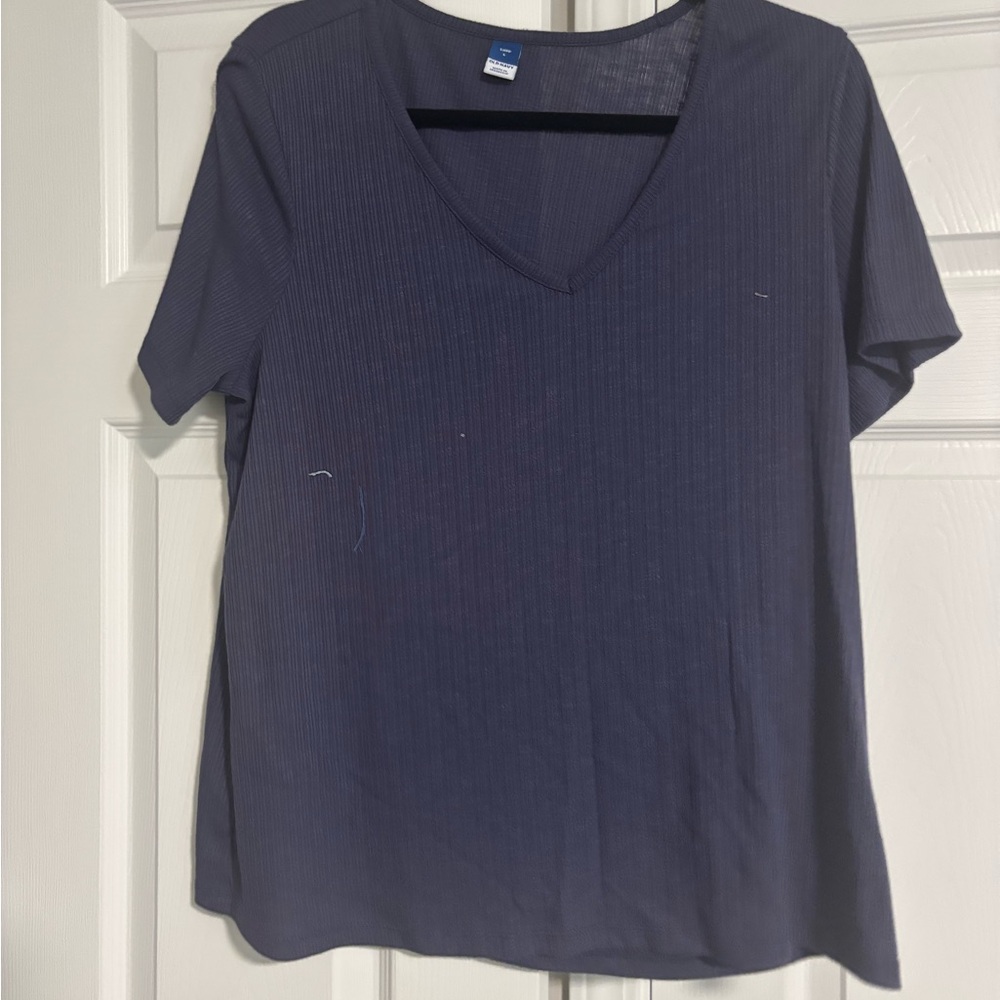 Old Navy Navy Blue V-Neck Short Sleeve Tee